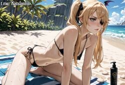 ai_generated arched_back ass_up ass_up_face_down bikini black_bikini blonde_hair blonde_hair_female butt_focus cleavage close-up doggy_style_position eye_patch female fischl_(genshin_impact) genshin_impact green_eyes hair_ribbon katslantis long_hair micro_bikini nipple_bumps nipples nipples_visible_through_clothing on_all_fours petite petite_body petite_breasts petite_female petite_girl pose see-through see-through_bra see-through_clothing see-through_panties see-through_swimsuit sexy_pose sideboob slim_waist soft_skin solo string_bikini submissive_pose suggestive suggestive_look suggestive_pose suggestive_smile twintails underboob wet wet_bikini wet_body wet_clothing wet_hair wet_pussy wet_skin