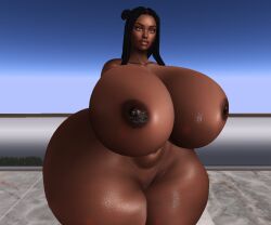 3d_model dark-skinned_female female oversized_breasts second_life solo_focus