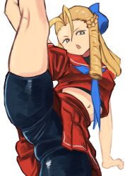 2d athletic athletic_female blonde_hair busty capcom drill_hair female female_focus female_only hourglass_figure karin_kanzuki long_hair school_uniform schoolgirl street_fighter street_fighter_alpha tagme tikuwabu_33 wide_hips