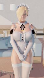 3d adnarimydeth ass athletic athletic_female big_breasts blonde_hair breasts bubble_butt busty capcom falke_(street_fighter) female female_focus female_only green_eyes hourglass_figure maid maid_headdress short_hair street_fighter street_fighter_v tagme wide_hips