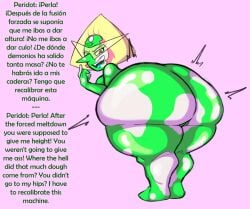 absorption_vore after_vore ass ass_bigger_than_head ass_expansion assimilation big_ass big_butt bottom_heavy cartoon_network english_text fat_ass female female_pred female_prey fusion huge_ass huge_butt looking_at_own_butt looking_back pearl_(steven_universe) peridot_(steven_universe) shortstack spanish_text steven_universe text thick_thighs voraciouscake vore weight_gain