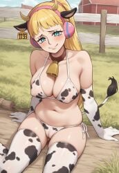 1girls ai_generated alternate_costume bare_shoulders big_breasts black_hair blue_eyes breast_press breasts bridal_gauntlets cleavage clothing collar collarbone cow_ears cow_girl cow_horns cow_print cowbell curvy earrings elbow_gloves eyelashes eyepatch_bikini female female_focus female_only garter_belt garter_straps gloves grey_background half-closed_eyes hibari_(one_piece) hips horn hucow huge_breasts human jewelry large_breasts legwear lingerie looking_up naughty_face navel on_knees one_piece open_mouth pinup pressing_breasts_together revealing_clothes seductive sideboob simple_background skimpy skindentation solo solo_female stockings teeth thick_thighs thighhighs toeless_legwear tongue tongue_out very_long_hair voluptuous wide_hips