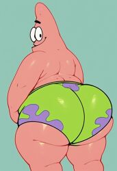 1boy ai_generated anthro ass ass_focus big_ass bubble_butt bubble_butt_(male) clothing deviantart dumptruck_ass echinoderm enormous_ass fat fat_ass green_shorts huge_ass large_ass looking_back male male_only marine nickelodeon obese obese_male overweight overweight_male patrick_star pink_body shorts simple_background skittlezzyellow smile solo solo_focus solo_male spongebob_squarepants starfish thick_ass