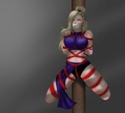 blonde_hair bondage bound crotch_rope drool drooling female female_only femsub fully_clothed gag gagged ino_yamanaka naruto_(series) ponytail rope tape_gag tightnudel