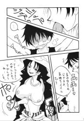 alvida big_breasts black_and_white breasts dominant_female doujinshi female grabbing large_penis male mature_female monkey_d_luffy nipples one_piece sucking sucking_penis younger_male