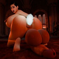 3d anal_insertion balls blender busty dawgbomb futanari huge_balls intersex long_penis massive_ass massive_breasts massive_penis masturbation may_(dawgbomb) object_insertion original_character sagging_balls spilling_breasts sunset