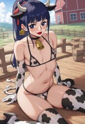 1female 1femboy ai_generated bulge cow_costume cow_ears cow_girl cowbell femboy flat_chest kikunojo milk one_piece solo trap