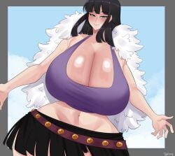 1female 1girls big_breasts black_hair breasts breasts_bigger_than_head breasts_bigger_than_torso cleavage female female_focus female_only guabeyo huge_breasts large_breasts large_tits massive_breasts massive_tits mature mature_female nico_robin nyabeyo one_piece pinup shounen_jump skirt solo solo_female solo_focus tagme