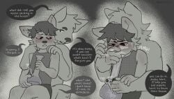 anthro apology bong dominant drugs duo femboy forced hi_res male male/male marijuana mazmaven punishment sitting_in_lap submissive substance_intoxication text