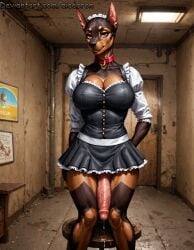 ai_generated aicabronveiny anthro balls busty collar cumdrip dickgirl doberman fitpenis futanari futanari leather maid maid_outfitfurry muscled penis skirt uniform upskirt