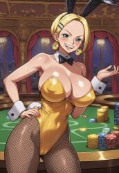 1girls ai_generated big_breasts bunny_ears bunny_girl bunnysuit casino mikita_(one_piece) miss_valentine one_piece party playboy_bunny playboy_bunny_leotard public servant serving_tray skimpy skimpy_clothes solo solo_focus