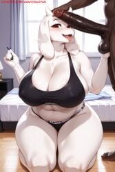 ai_generated anthro big_ass big_breasts big_butt big_thighs blacked blacked_clothing caprine cheating cheating_female cheating_mother cheating_wife child_bearing_hips cuckold curvy curvy_figure dark-skinned_male dark_penis dark_skin fur furry furry_female grabbing_balls looking_at_viewer milf mother netorare patreon patreon_url patreon_username penis_on_face randomaifun smile smiling_at_viewer thick thick_ass thick_hips thick_legs thick_thighs toby_fox toriel touching_penis uncensored undertale undertale_(series) underwear