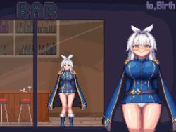 against_glass animated big_breasts bikini breasts_against_glass pixel_art rakis tongue_out white_hair