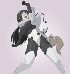 2girls catfight doryu0 highres multiple_girls original ryona scissorhold succubus succubus_horns succubus_tail tagme yuri