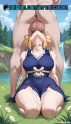 1boy 1boy1girls 1girls 2d ai ai_generated anime anime_style big_breasts blonde_female blonde_hair blonde_hair blonde_hair_female blue_eyes clothed clothed_female clothed_female_nude_male completely_naked completely_naked_male completely_nude completely_nude_male deepthroat dr.stone fellatio female heterosexual kohaku_(dr.stone) large_breasts light-skinned_female light-skinned_male light_skin male male/female naked nude oral oral_penetration oral_sex seramic_seven short_hair spiky_hair straight sword_swallowing_position thick thick_legs thick_thighs throat_bulge throat_fuck uncensored uncensored_balls