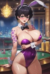 1girls ai_generated big_breasts bunny_ears bunny_girl bunnysuit casino doll_(one_piece) one_piece party playboy_bunny playboy_bunny_leotard public servant serving_tray skimpy skimpy_clothes solo solo_focus