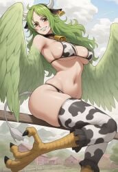1girls ai_generated alternate_costume bare_shoulders big_breasts black_hair blue_eyes breast_press breasts bridal_gauntlets cleavage clothing collar collarbone cow_ears cow_girl cow_horns cow_print cowbell curvy earrings elbow_gloves eyelashes eyepatch_bikini female female_focus female_only garter_belt garter_straps gloves grey_background half-closed_eyes hips horn hucow huge_breasts human jewelry large_breasts legwear lingerie looking_up monet_(one_piece) naughty_face navel on_knees one_piece open_mouth pinup pressing_breasts_together revealing_clothes seductive sideboob simple_background skimpy skindentation solo solo_female stockings teeth thick_thighs thighhighs toeless_legwear tongue tongue_out very_long_hair voluptuous wide_hips