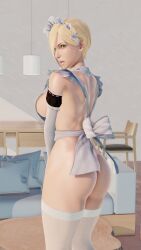 3d adnarimydeth ass athletic athletic_female big_breasts blonde_hair breasts bubble_butt busty capcom falke_(street_fighter) female female_focus female_only green_eyes hourglass_figure maid maid_headdress short_hair street_fighter street_fighter_v tagme wide_hips