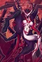 <3 breasts digital_extremes female heart kandyktor one_leg_up oraxia_(warframe) pussy_juice robot_girl solo_female spider vagina warframe warframe_(species)