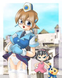 blue_eyes blush denise_marmalade kobun mega_man mega_man_legends panties sweat_drop sweatdrop tron_bonne underwear