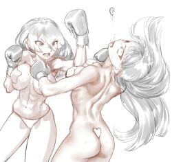 2girls ass boxing catfight covered_nipples covering_breasts covering_crotch mostly_nude mostly_nude_female multiple_girls original pasties rggr tagme