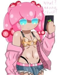 1boy aged_up cookie_run cookie_run_kingdom dialogue femboy food_humanoid lemon_waifu male otokonoko penis_bulge smartfon strawberry_crepe_cookie text
