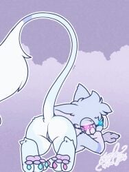 animated anthro anus ass butt_heart eyewear generation_1_pokemon genitals gingy_k_fox glasses heterochromia legendary_pokemon looking_at_viewer male_(lore) mew_(pokemon) nintendo paws pokemon pokemon_(species) presenting presenting_pussy pussy shiny_pokemon tail tail_motion tailwag wiggle