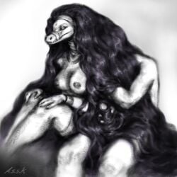 2025 ammit ammit_(moon_knight) anthro areola artist_name assk_shadow bandage bent_arm bent_legs big_areola big_breasts biped bracelet breasts claws crocodile crocodilian dark_hair deity digital_drawing_(artwork) digital_media_(artwork) egyptian_mythology empty_eyes erection eyelashes faceless_character faceless_human faceless_male female female_on_human finger_claws fingers genitals glans glistening glistening_hair greyscale hair hand_in_hair hands_on_knees hands_on_legs hands_on_own_knees hands_on_own_legs holding_own_penis holding_penis huge_hair human human_on_anthro humanoid_genitalia humanoid_penis interspecies jewelry light_body light_skin male male/female male_on_anthro mammal marvel marvel_cinematic_universe middle_eastern_mythology monochrome moon_knight_(series) mouth_closed mythology nipples non-mammal_breasts non-mammal_nipples nude nude_anthro nude_female nude_human nude_male penis puffy_nipples reptile scalie sitting snout teeth text thick_thighs three-quarter_view touching_hair