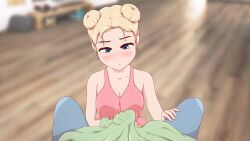1boy 1girls alice_(alice_awakening) alice_awakening animated big_ass big_breasts blonde_hair handjob handjob_under_clothes rubbing_penis tagme thick_thighs