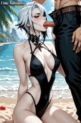 1boy ai_generated arlecchino_(genshin_impact) ass_grab ass_visible ass_visible_through_thighs beach_view black_swimsuit blowjob blush breasts breasts_squeezed_together choker cleavage cleavage_focus closed_eyes cum cum_drips cum_in_mouth cum_in_pussy cum_inside cum_on_body cum_on_face double_penetration double_penetration_rape fellatio female female_penetrated fingerless_gloves foreskin genshin_impact interracial interracial_sex large_breasts legs_up legs_up_sex male nipples nipples_bulge nipples_covered nipples_visible_through_bikini nipples_visible_through_bra nipples_visible_through_clothing oral oral_creampie oral_penetration oral_rape oral_sex penetration penetration_close-up penetration_from_behind penis saliva saliva_drip saliva_string saliva_trail see-through see-through_bra see-through_clothing see-through_panties see-through_swimsuit see-through_top sideboob soft_body spitroast spitroasting tears_of_pleasure thick_cock threesome uncircumcised vaginal_insertion vaginal_juices vaginal_penetration vaginal_sex wet_skin