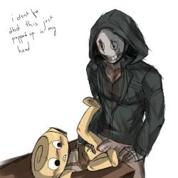 1boy 2d bigger_male blood_stain blush blushing_female clothed clothed_sex crossover dandy's_world dandys_world dbd dead_by_daylight diantha_tha_dog female female/male grabbing_stomach half_naked human_on_anthro human_penetrating_anthro interspecies male male/female masked_male my_name_is_shelly_cuz_im_a_shell_uh_got_no_better_than_vee_my_best_friend on_back penetration plain_background roblox shelly_(dandy's_world) size_difference smaller_female stomach_bulge straight straight_sex the_legion_(dbd) the_legion_(frank) vaginal_penetration vaginal_sex white_background