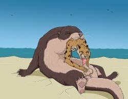 2022 ambient_bird animal_genitalia anthro anthro_on_feral anthro_penetrated anthro_prey anus balls beach bodily_fluids brown_eyes callie_(strega) cheetah countershade_fur countershading deep_throat duo erection feet feet_first felid feline fellatio female female_anthro female_penetrated female_prey feral feral_penetrating feral_penetrating_anthro feral_pred fur genitals handjob hi_res larger_feral larger_male larger_pred lying male male/female male_feral male_penetrating male_penetrating_female male_pred mammal markings membrane_(anatomy) mustelid neck_bulge on_back oral oral_penetration oral_vore otter partially_inside penetration penile penile_penetration penis penis_in_mouth saliva sand sea sex sheath size_difference smaller_anthro smaller_female spots spotted_body spotted_fur strega tail tan_body tan_fur toes vore water webbed_feet whiskers willing_prey zoophilia