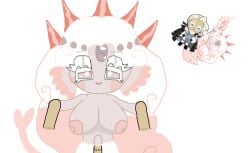 1boy 1boy1girl 1girls black_pearl_cookie caramelpearl_(artist) cookie_run cookie_run_kingdom female holding_hands long_hair lord_oyster_cookie loving_couple mermaid mermaid_girl penis_in_pussy tagme white_hair white_pearl_cookie