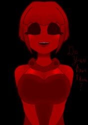 black_background black_eyes clothed female imaginary_friend_(pressure) not_so_imaginary_friend_(pressure) pressure_(roblox) red_hair red_skin red_text roblox