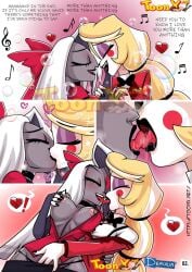 2girls breasts charlie_morningstar_(hazbin_hotel) comic deavalin female female_only french_kiss hazbin_hotel hazbin_hotel_sex_(comic) heart kissing nipples page_2 tagme undressing vaggie_(hazbin_hotel) vercomicsporno vivziepop yuri