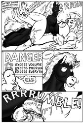 2017 anthro areola balls big_breasts black_and_white breasts closed_eyes comic dragon english_text equine female gustav_(here_there_be_dragons) here_there_be_dragons horn horse karno lying male mammal missionary_position monochrome nipples olga on_back open_mouth penis pussy_juice sex speech_bubble straight teeth text thought_bubble wings