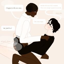 arnold_cunningham belt blush braids curly_hair dialogue freckles glasses half-dressed han_solo_(cosplay) nabulungi_hatmimbi princess_leia_(cosplay) roleplay speech speech_bubble speech_bubbles text text_box text_bubble the_book_of_mormon_musical user20047 whispering