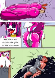 anthro canine cock_vore comic dickgirl feline female futa_on_female hybrid hyper hyper_penis intersex intersex/female ladydrasami mammal penis vore wolf