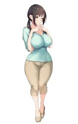 big_breasts character female game_cg large_breasts mature mature_female mature_woman milf ponytail short_hair solo solo_female standing thick_thighs