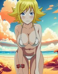 bikini blue_eyes breasts god_eater yellow_hair