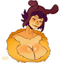 1girls barok_enigmar big_breasts blush bunny_ears dark_hair large_breasts nipples_covered riley_(undertale_wildfire) solo solo_female undertale undertale_wildfire