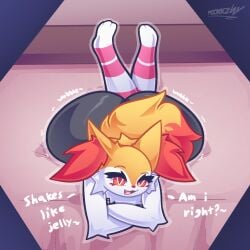 2d 2d_(artwork) 2d_artwork anthro bed bedroom big_ass big_thighs braixen english english_commentary english_text fat_ass fat_butt femboy fluffy fluffy_ears fluffy_tail furry furry_only laying_down laying_on_bed laying_on_stomach mookkzhy pokemon pokemon_(species) tail thick thick_ass thick_butt thick_hips thick_legs thick_thighs