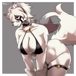 1girls 2020s 2024 2d 2d_(artwork) anthro anthro_only big_breasts big_thighs bikini bikini_top black_bikini breasts choker cleavage collar collarbone eyebrows eyelashes female fur furry furry_female furry_only gold_jewelry hair hi_res highres hips large_breasts large_thighs long_hair neck_tuft red_eyes rule_63 solo solo_anthro solo_female solo_focus taphris thick_thighs thigh_strap thighs tuft von_lycaon white_fur white_hair wide_hips wolf wolf_ears wolf_girl wolf_tail wrist_tuft zenless_zone_zero