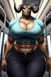 abs ai_generated big breasts deathclaw fallout female muscular