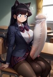 1futa ai_generated big_balls big_breasts big_penis blush cat_ears cat_tail catgirl classroom erect_penis erection erection_under_clothes erection_under_skirt futa_only futa_sans_pussy futanari giant_cock huge_balls huge_cock hyper_balls hyper_penis komi-san_wa_komyushou_desu komi_shouko looking_at_penis school_uniform zhenxiaohai