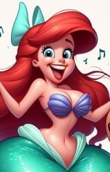 ai_generated ariel ariel_(the_little_mermaid) big_breasts cartoony disney disney_princess mermaid red_hair the_little_mermaid the_little_mermaid_(1989_film) wide_hips