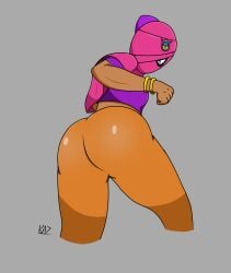 ass ass_focus big_butt brawl_stars female kaz_shuja looking_back pants solo tara_(brawl_stars) tight_clothing