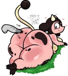 2024 anthro ass ass_focus balls big_ass big_breasts big_butt black_nose blue_eyes breasts bubble_butt cow digital_drawing_(artwork) digital_media_(artwork) disembodied_penis dumptruck_ass erection fat_ass female generation_2_pokemon genitals gigantic_ass grey_penis heart_symbol hi_res hooves horn huge_ass lewdewott looking_back lying lying_on_grass male markings mature mature_body mature_figure mature_woman milf miltank nintendo on_front penis penis_on_butt pink_body pokemon pokemon_(species) raised_tail round_ass simple_background smile spots tail thick thick_ass thick_thighs thighs vein veiny_penis voluptuous voluptuous_female white_background wide_hips