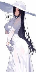 black_hair gloves tagme white_dress white_hat