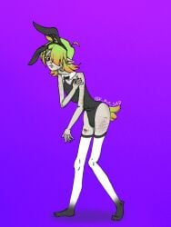 anorexic bunny_boy bunny_ears bunny_tail bunnysuit male original_character self_harm self_harm_scars self_humiliation simple_background skinny_male solo_focus standing thighhighs